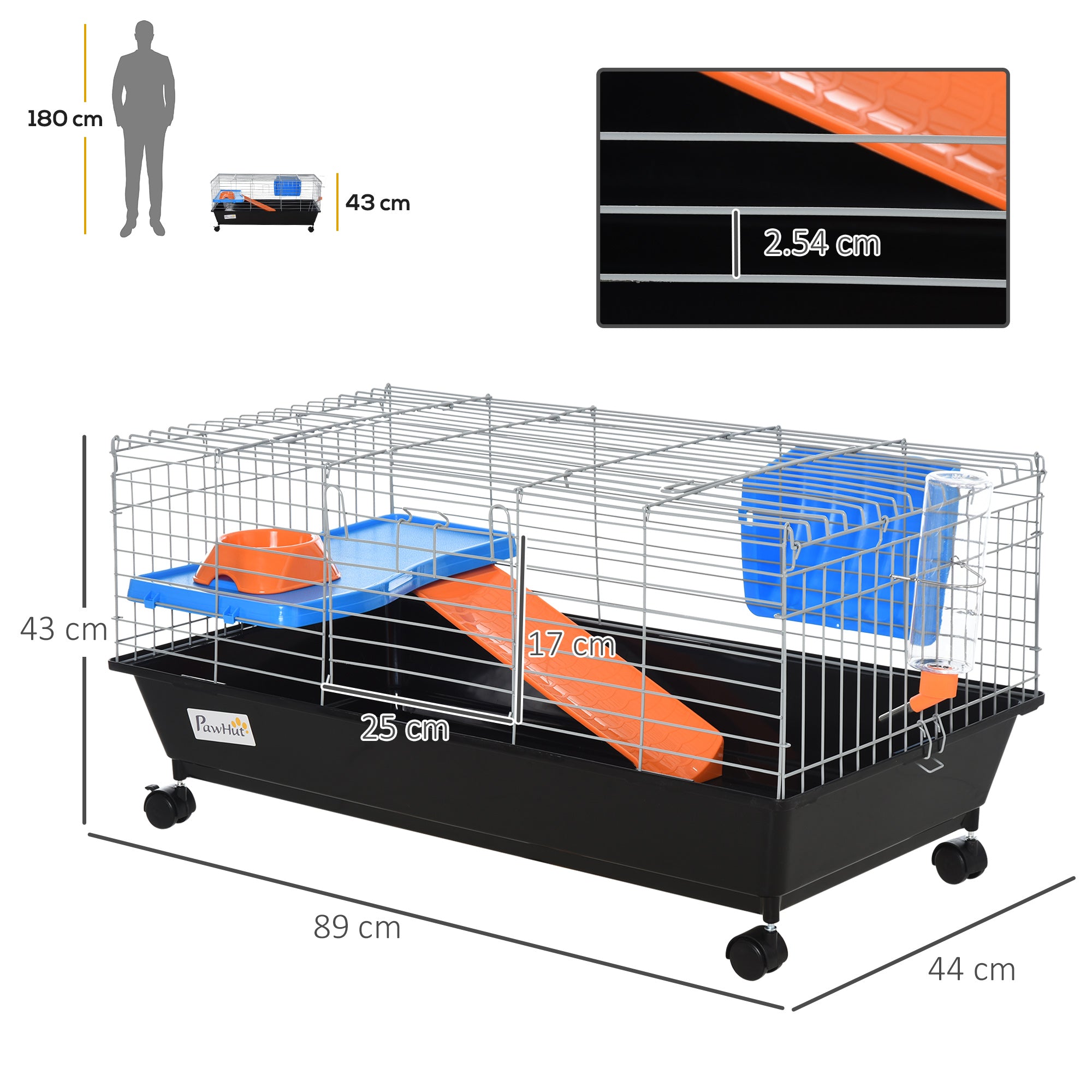 Steel Small 2-Tier Small Animal Cage w/ Accessories Blue/Orange