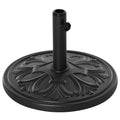Heavy Duty Round Parasol Base Cement Umbrella Stand with Carved Flower Design - Black