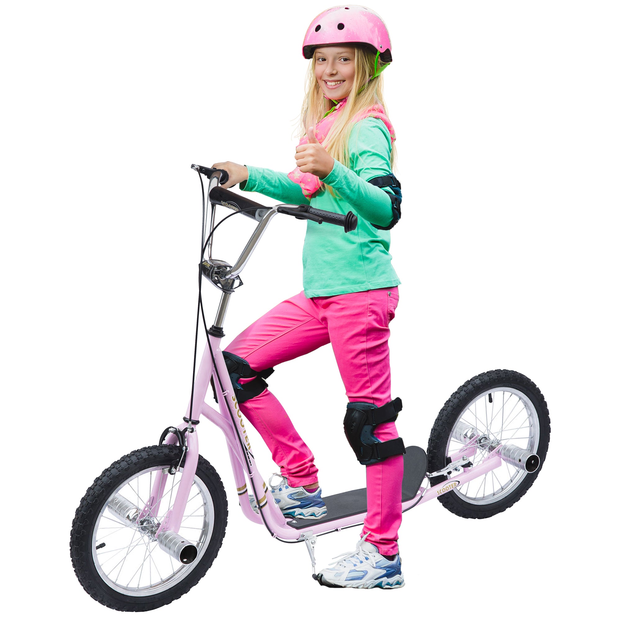 Youth Scooter Adult Teen Push Scooter Kids Children Stunt Scooter Bike Bicycle Ride On 16" Pneumatic Tyres , Pink