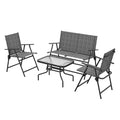 4 Piece Patio Furniture Set with Breathable Mesh Seats - Mixed Grey