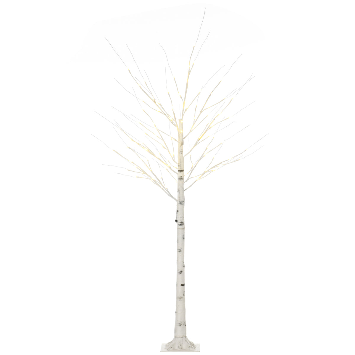 6ft Artificial White Birch Tree with 96 Warm White LED Lights - White