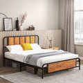 Industrial Style King Bed Frame with Curved Headboard - Black