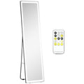Full-Length LED Floor and Wall Mirror with Remote Control - Silver