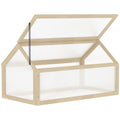 Wooden Cold Frame Greenhouse 90x52cm with Polycarbonate Top - Natural