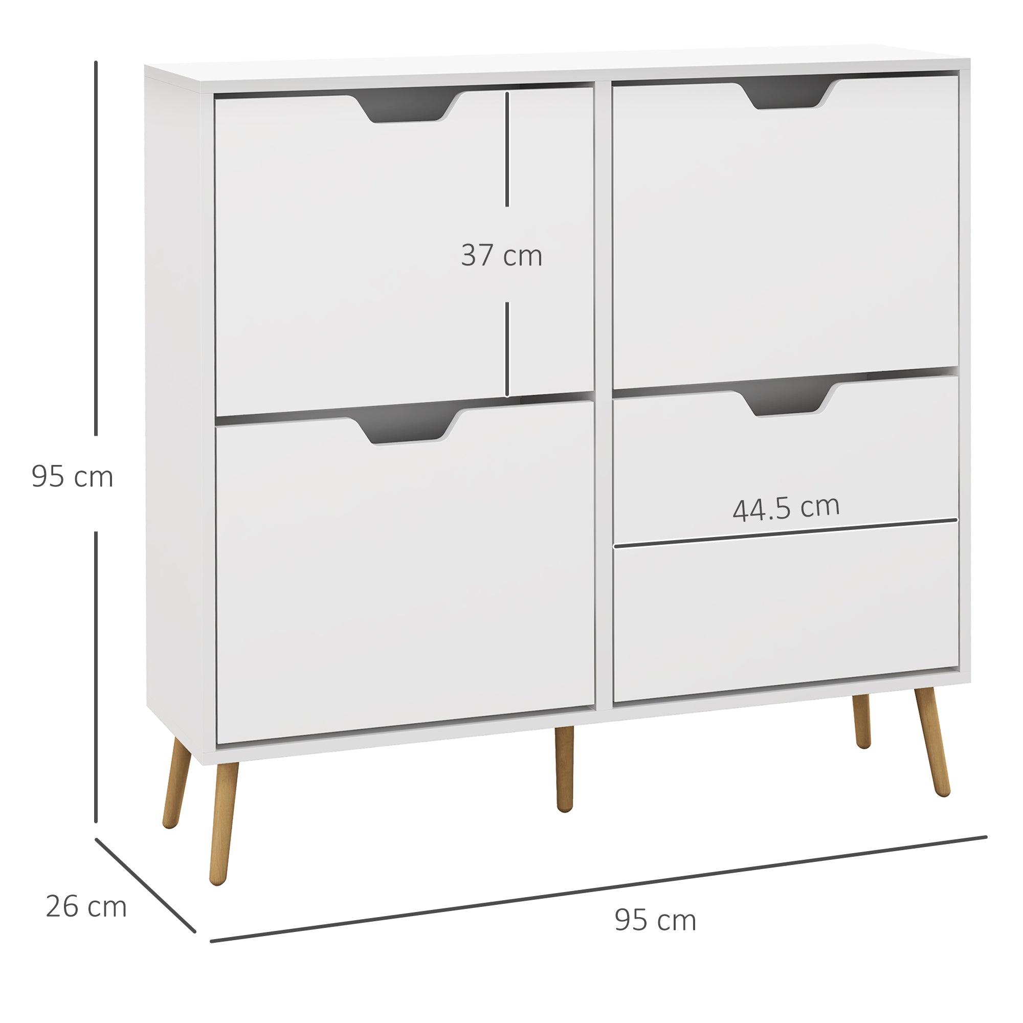 Shoe Storage Cabinet with 4 Flip Drawers for 16 Pairs of Shoes - White