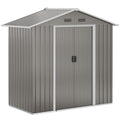 6.5ft Metal Garden Storage Shed with Lockable Double Sliding Doors - Grey
