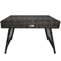 Foldable Outdoor Coffee Table with Metal Frame and Rattan Weave - Mixed Grey