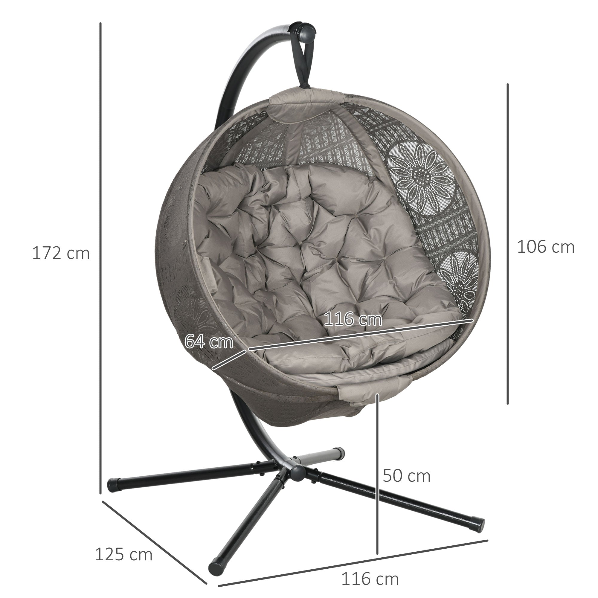 Round Egg Basket Chair, with Steel Stand