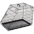 Collapsible Metal Car Dog Cage with Handle and Removable Tray 77x47x55cm - Black