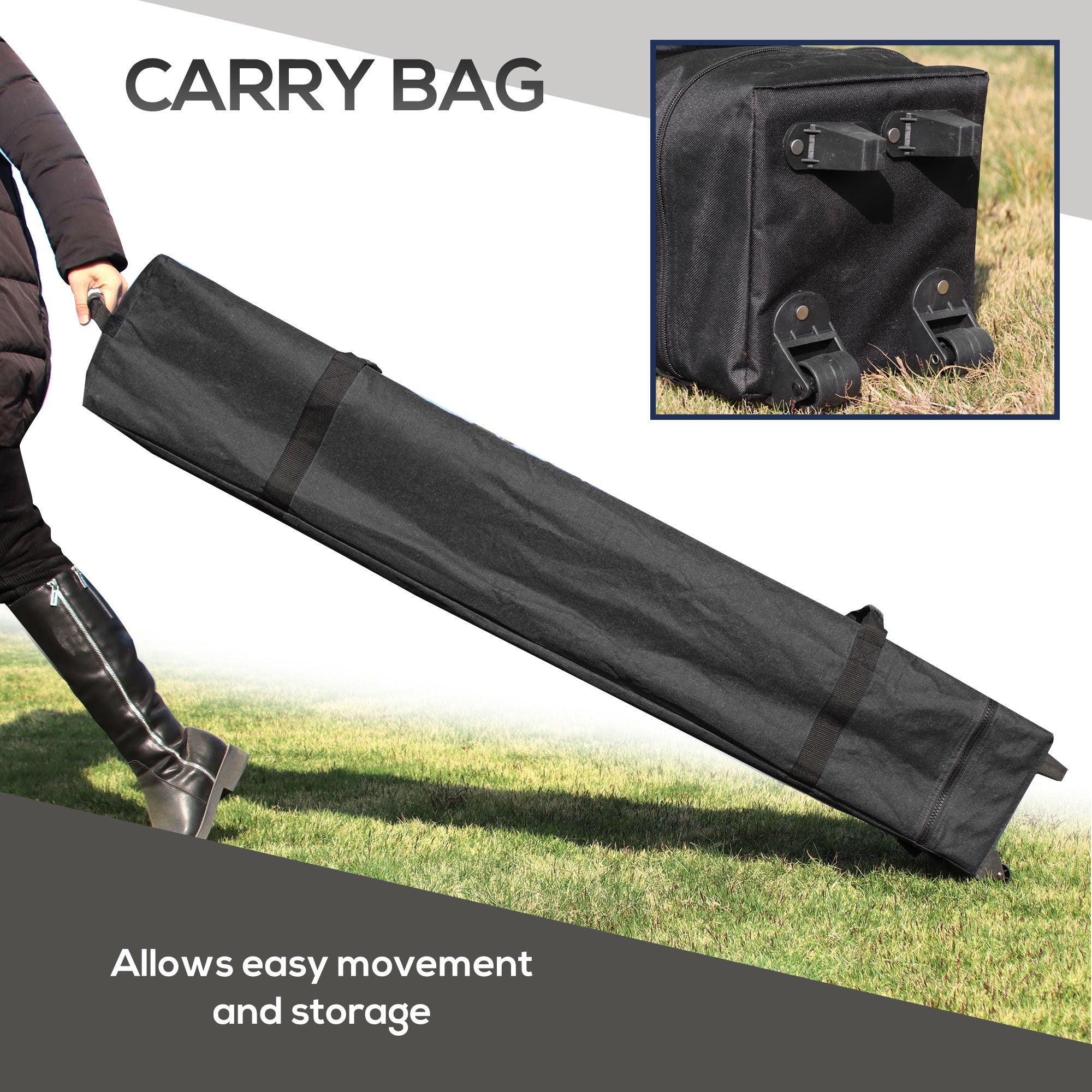 3 x 3 Metre Pop Up Gazebo with Mosquito Netting and Sandbags - Grey