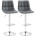 Set of 2 Modern Adjustable 360° Swivel Bar Stools - Grey