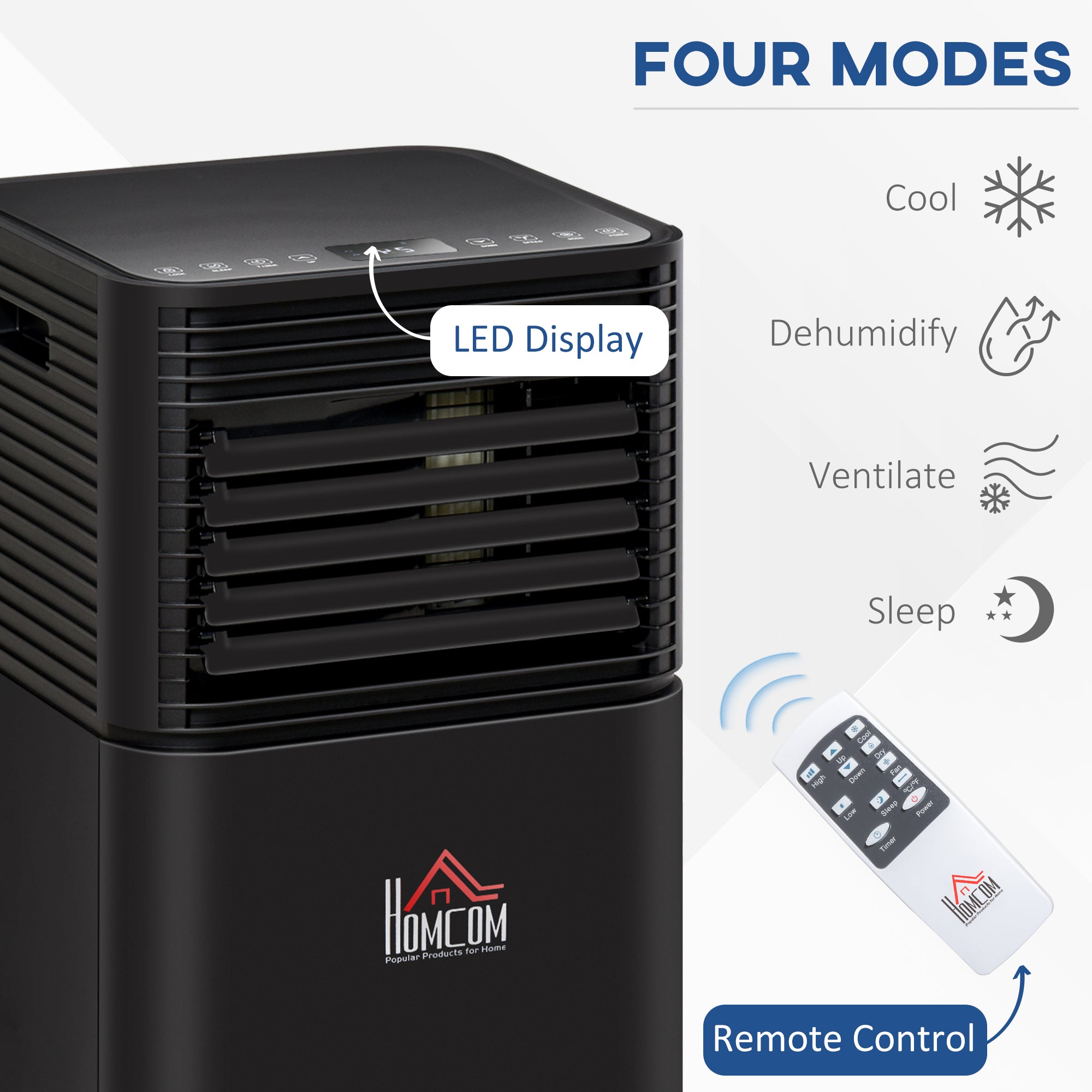 8000 BTU 4-In-1 Compact Portable Mobile Air Conditioner Unit Cooling Dehumidifying Ventilating w/ Fan Remote LED 24Hr Timer Auto Shut-Down