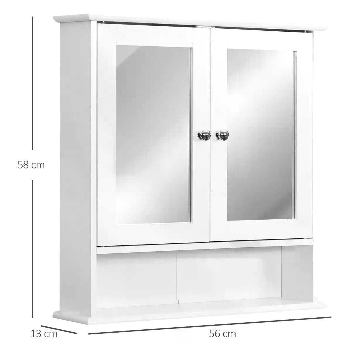 Wall-mounted Bathroom Cabinet Mirror Door, 56L x 13W x 58Hcm-White