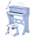 37 Keys Mini Electronic Keyboard with Stool & Microphone Educational Kids Piano Toy Set - Blue