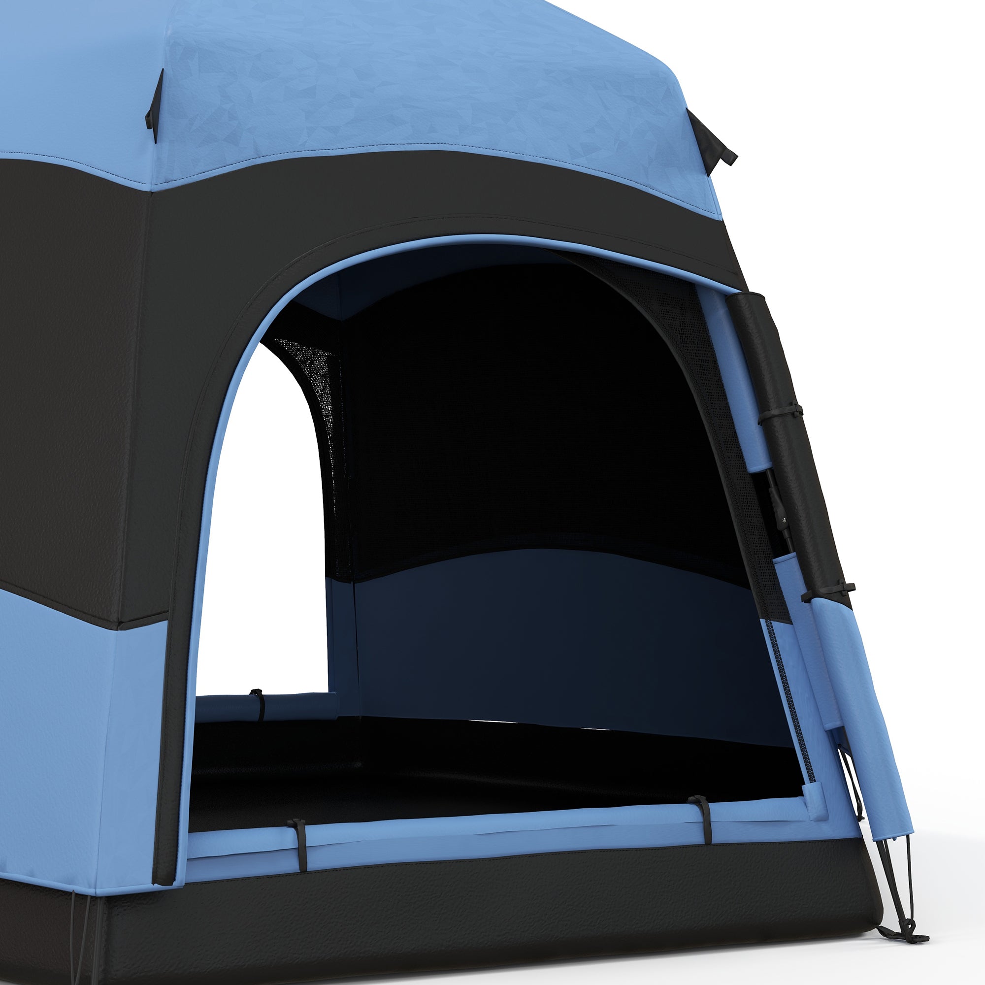 4-Person Double Layer Hexagon Dome Pop Up Camping Tent with Rainfly and Welded Floor - Blue and Black
