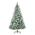 6FT Artificial Christmas Tree with Pine Cones and Snow-Flocked Branches - Green