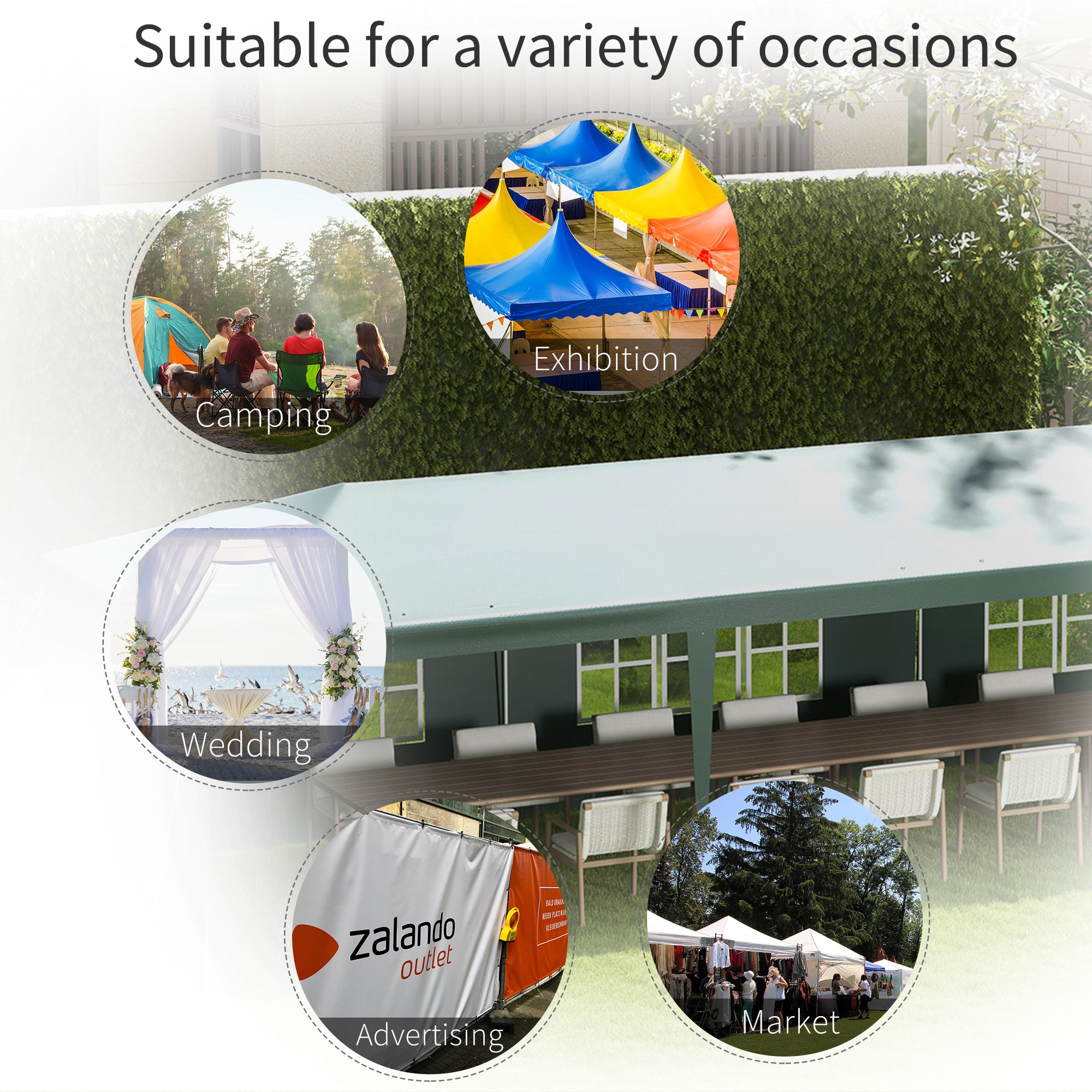 9 x 3 Metre Garden Gazebo with Removable Walls - Green Steel Frame