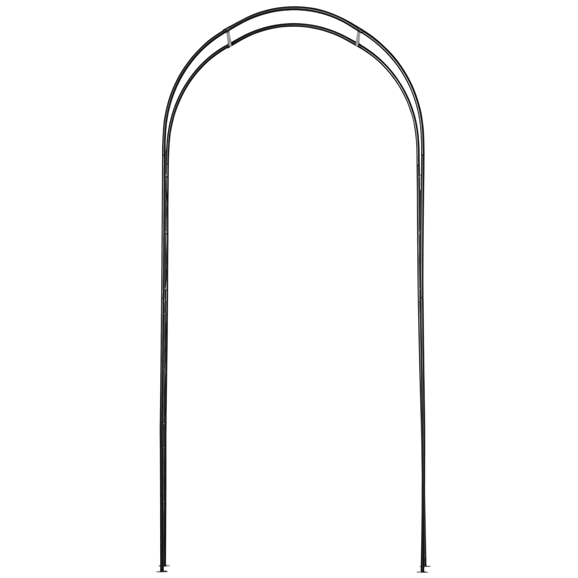 Vintage Style Steel Garden Arbor and Trellis Arch 2.3m High - Black