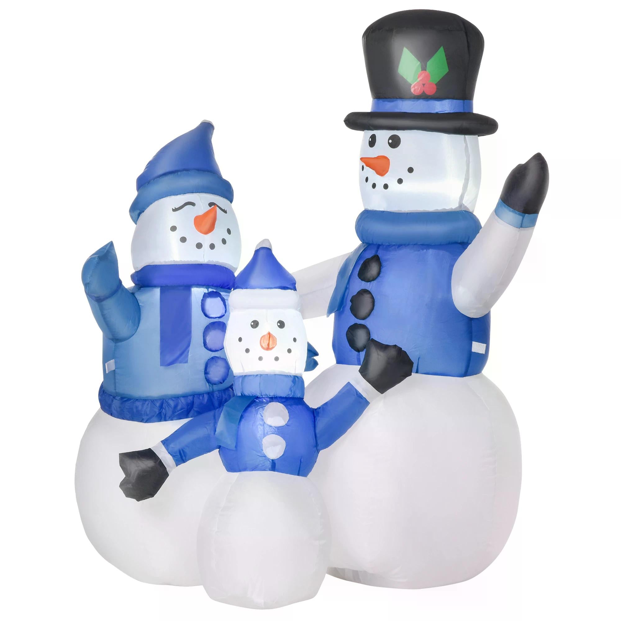 Christmas Inflatable Snowman Family Outdoor Home Seasonal Decoration w/ LED Light