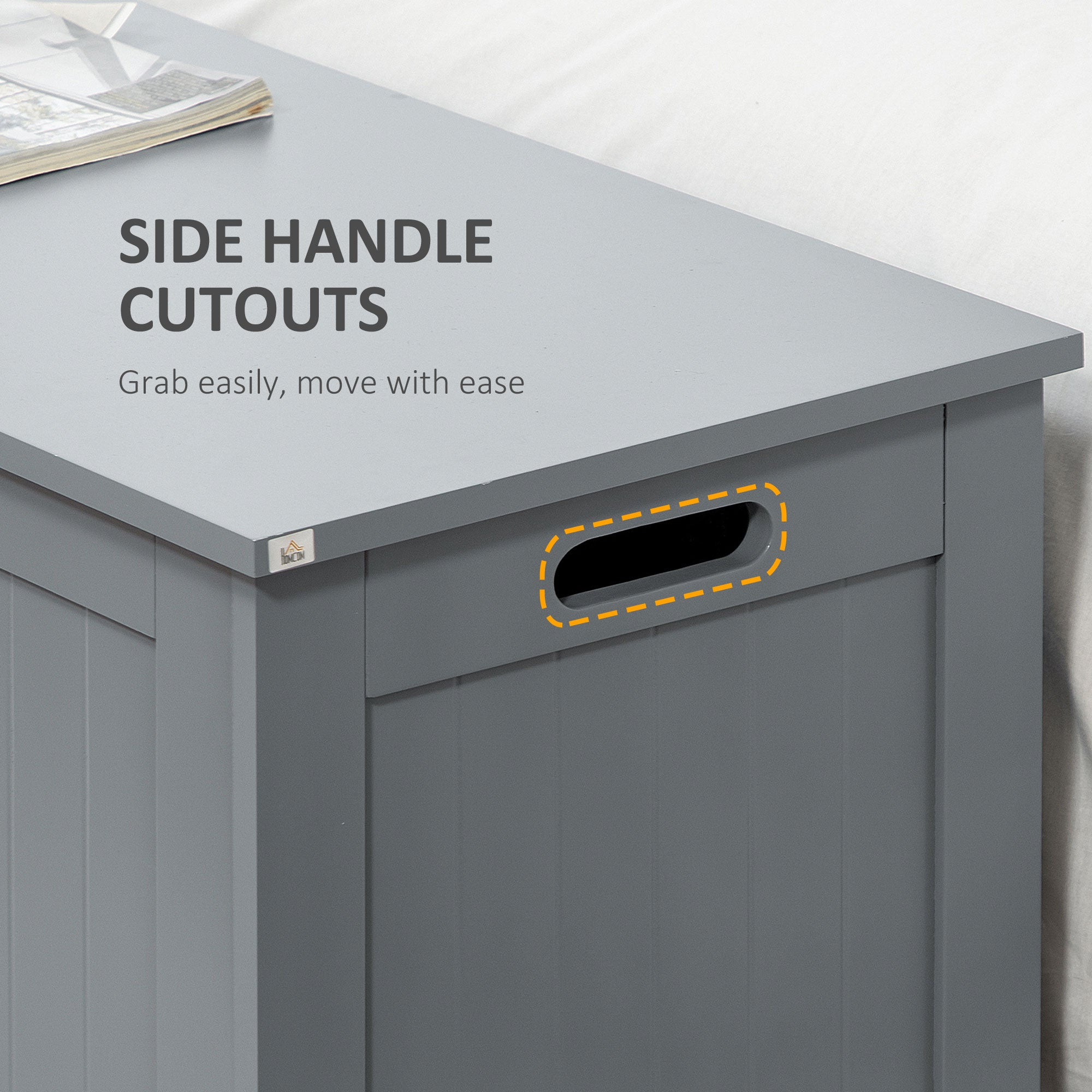 Large Storage Box Toy Chest Organizer with Lid and Safety Hinges - Grey