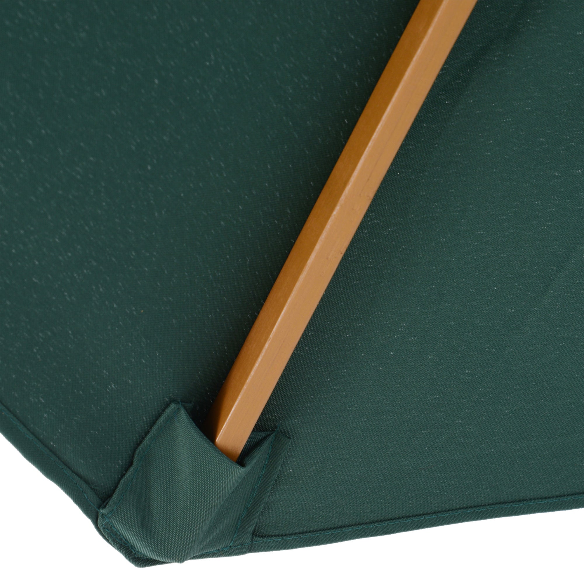 3 Metre Wooden Patio Umbrella with Pulley and Tilt Mechanism - Dark Green