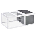 Wooden Indoor Outdoor Rabbit Hutch Small Animal Cage with UV-Resistant Asphalt Roof and Water-Repellent Paint - Natural Wood