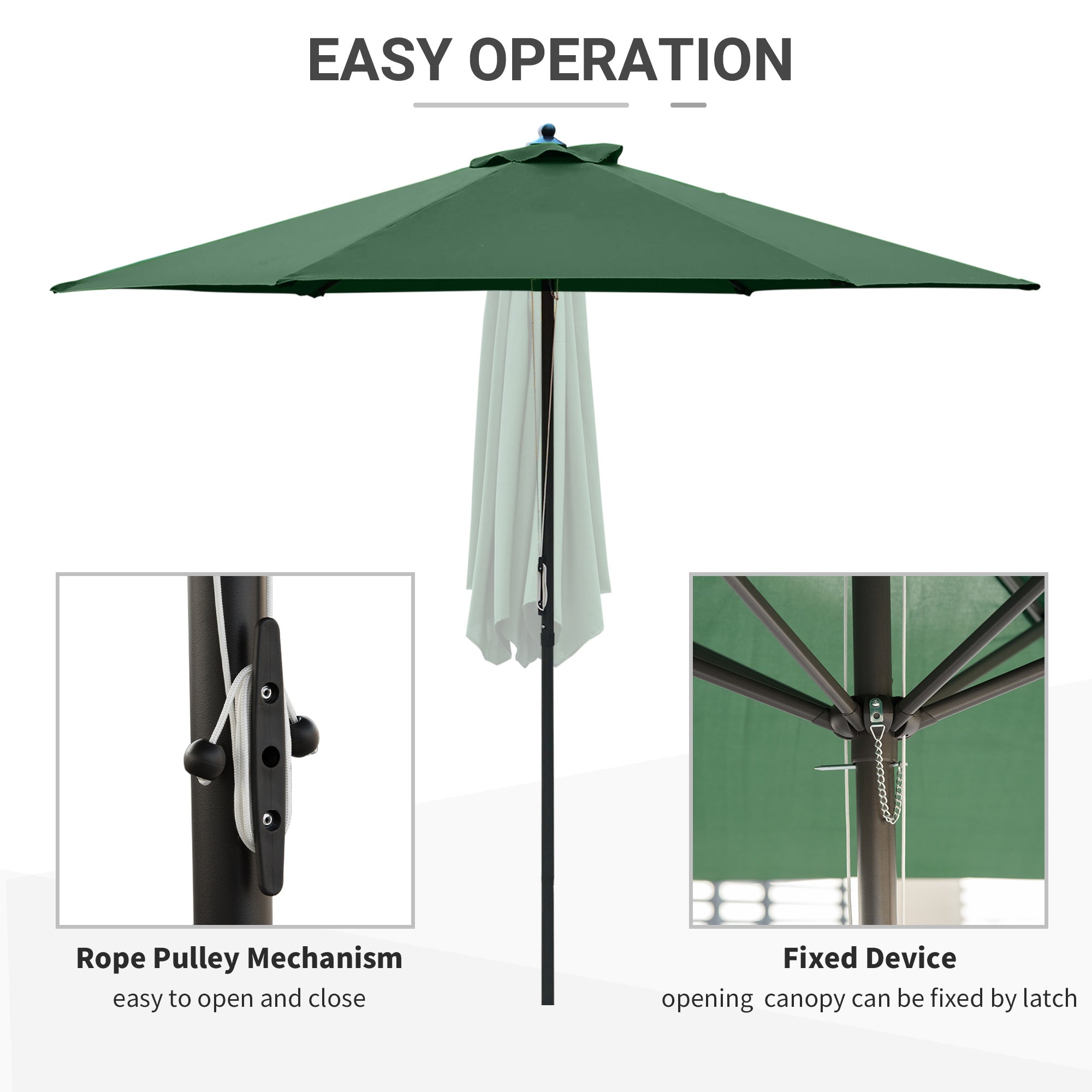 2.8m Patio Parasol with UV Resistant Canopy - Green