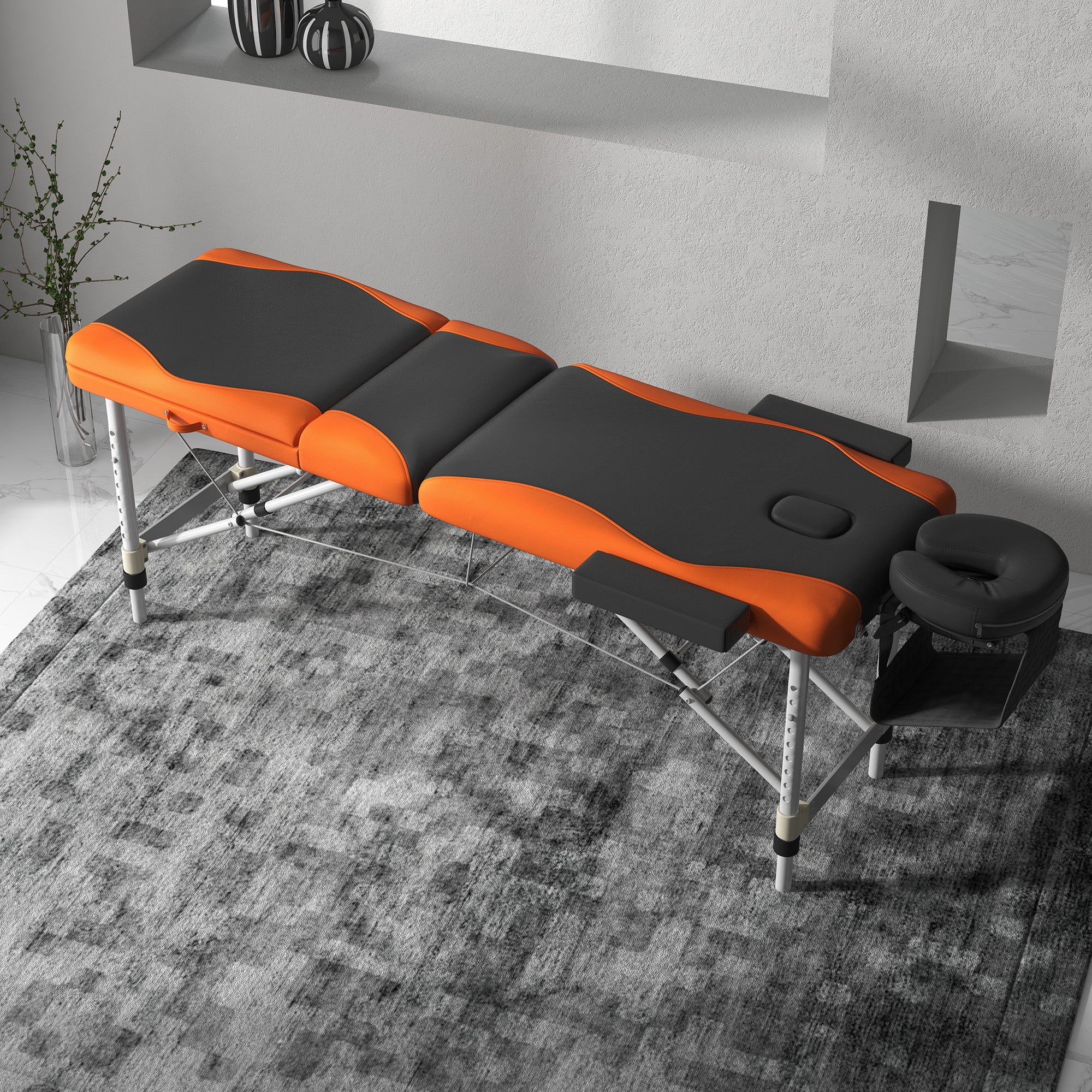 Professional Foldable Massage Table Salon SPA Facial Couch Bed - Black and Orange