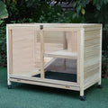 Solid Wood Indoor Guinea Pigs Hutch with Ramp Water-Resistant Small Animals - Natural Wood