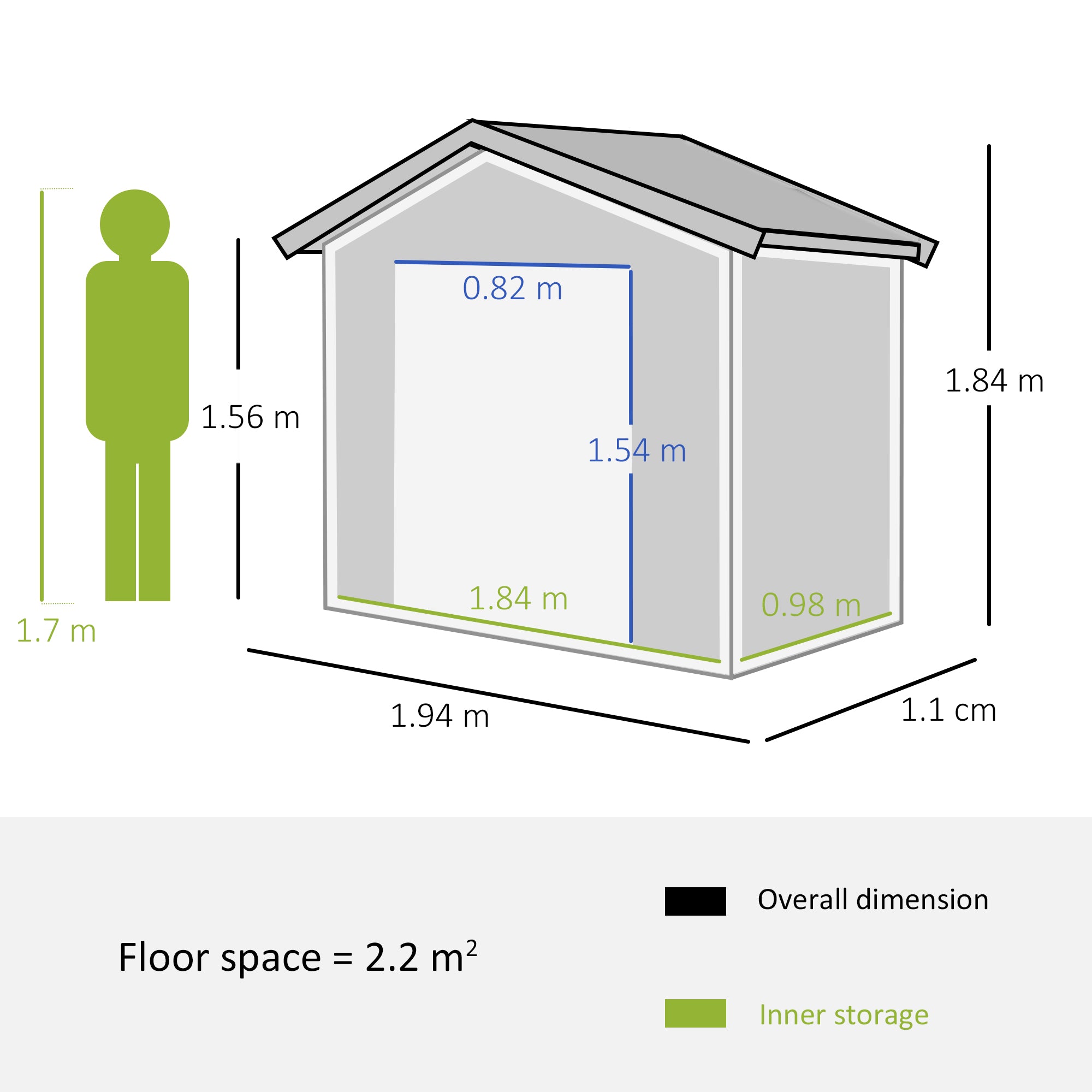 6.5ft x 3.5ft Metal Garden Storage Shed for Outdoor Tool Storage with Double Sliding Doors and 4 Vents, Green