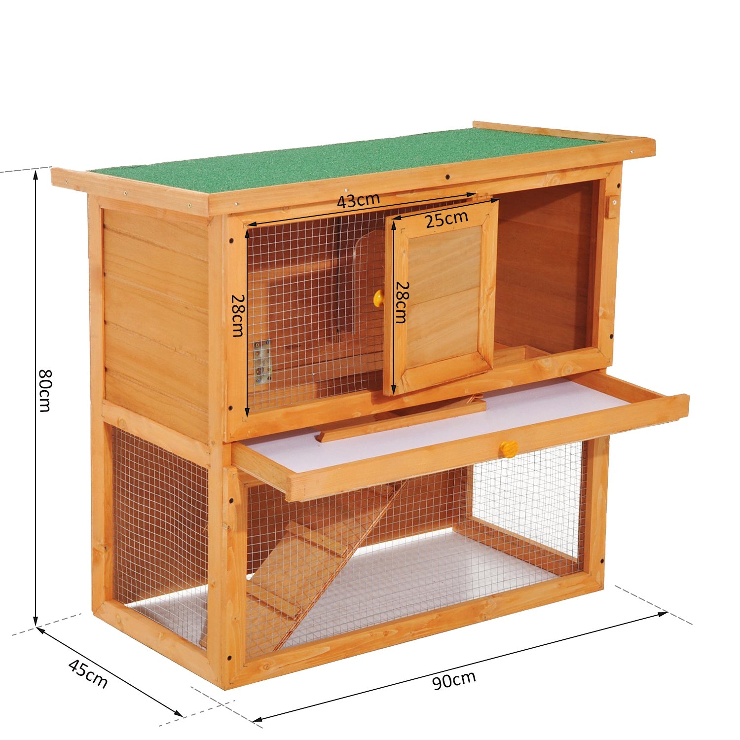 Wooden 90cm 2 Tiers Rabbit Hutch