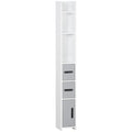 Modern Freestanding Bathroom Storage Cabinet with Open Shelves, Tallboy Design - Grey