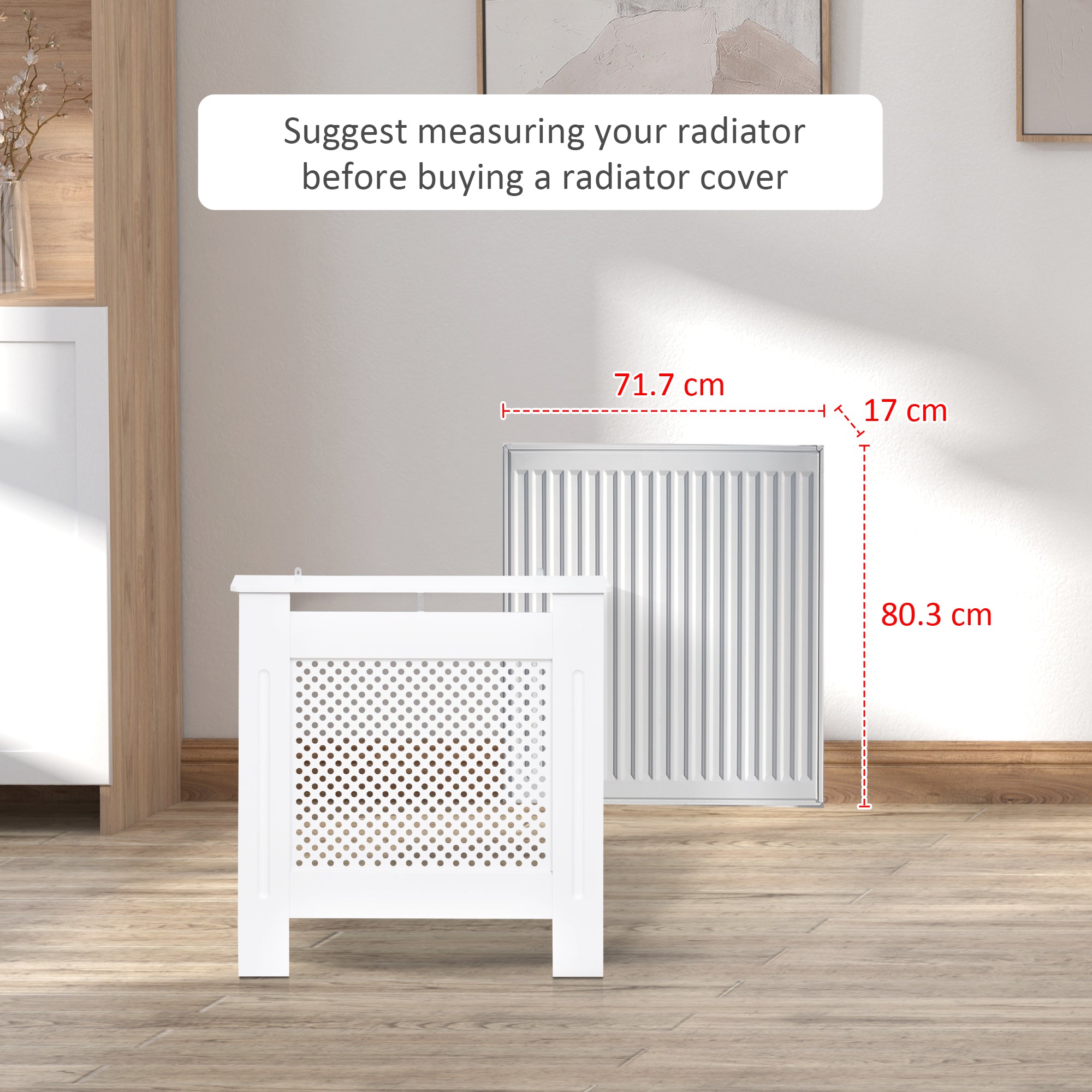 Wooden Radiator Cover Heating Cabinet Modern Home Furniture Grill Style Diamond Design White Painted (Small)