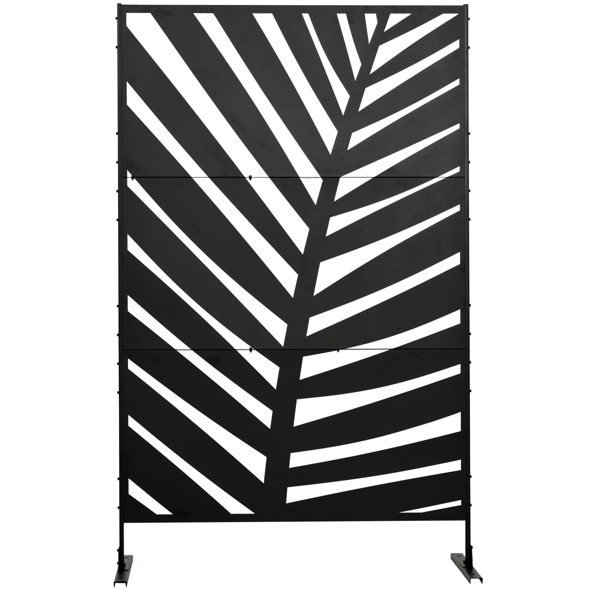 6.5 Foot Metal Privacy Screen with Stand and Ground Stakes - Black