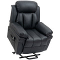 Power Lift Recliner Chair with Footrest and Remote Control - Black Faux Leather