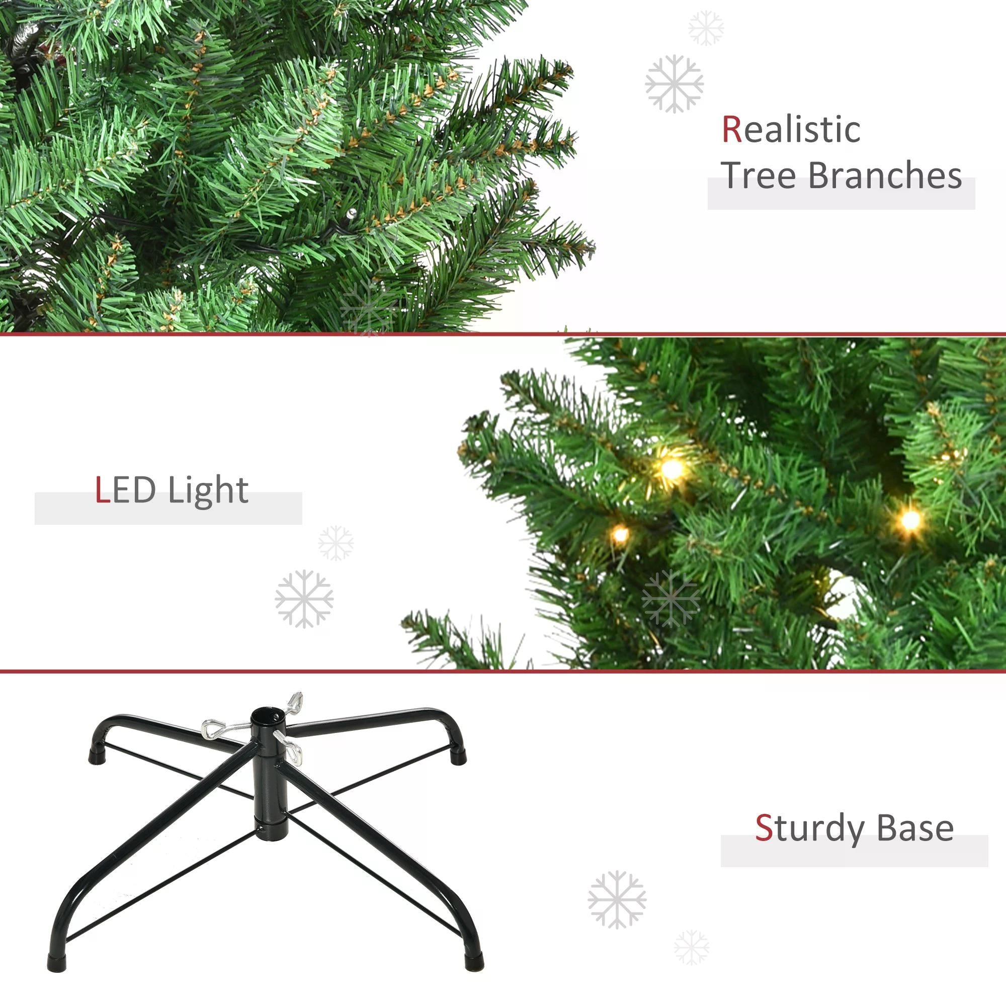 4 Feet Prelit Artificial Christmas Tree Warm White LED Light Holiday Home Xmas Decoration, Green