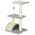 72cm Multi-level Cat Tree Tower with Sisal Scratching Post, Hanging Ball & Pad - Light Grey