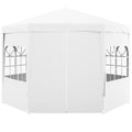 4 Metre Waterproof Party Tent Gazebo with 6 Removable Side Walls - White