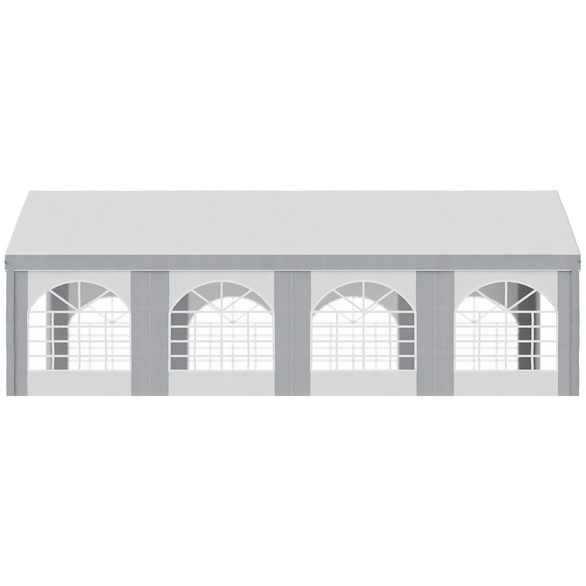 8 x 4m Galvanised Party Tent with Sides and Windows - White and Grey