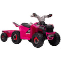 6V Electric Quad Bike with Back Trailer for Toddlers 18-36 Months - Pink