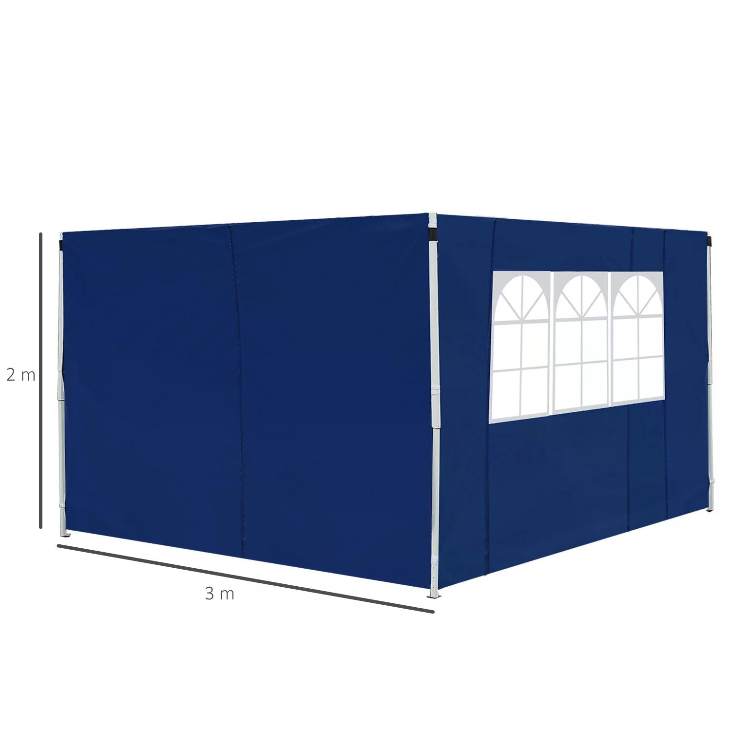 3m Gazebo Exchangeable Side Panel Panels W/ Window-Blue