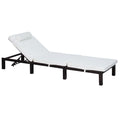 Outdoor Rattan Reclining Sun Lounger with Fire Resistant Sponge - Cream White