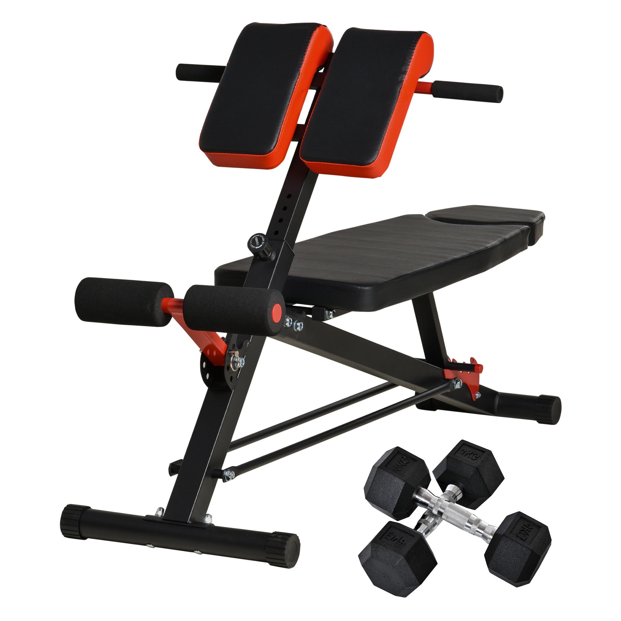 Multifunction Weight Bench with 2 Dumbbells, 7-Level Adjustable Hyper Extension Sit-up Bench