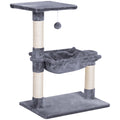 2-Tier Cat Tree with Sisal Rope Scratching Posts and Dangle Toy - Beige