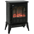 Freestanding Electric Fireplace Heater 1000W/2000W with LED Flame Effect - Black