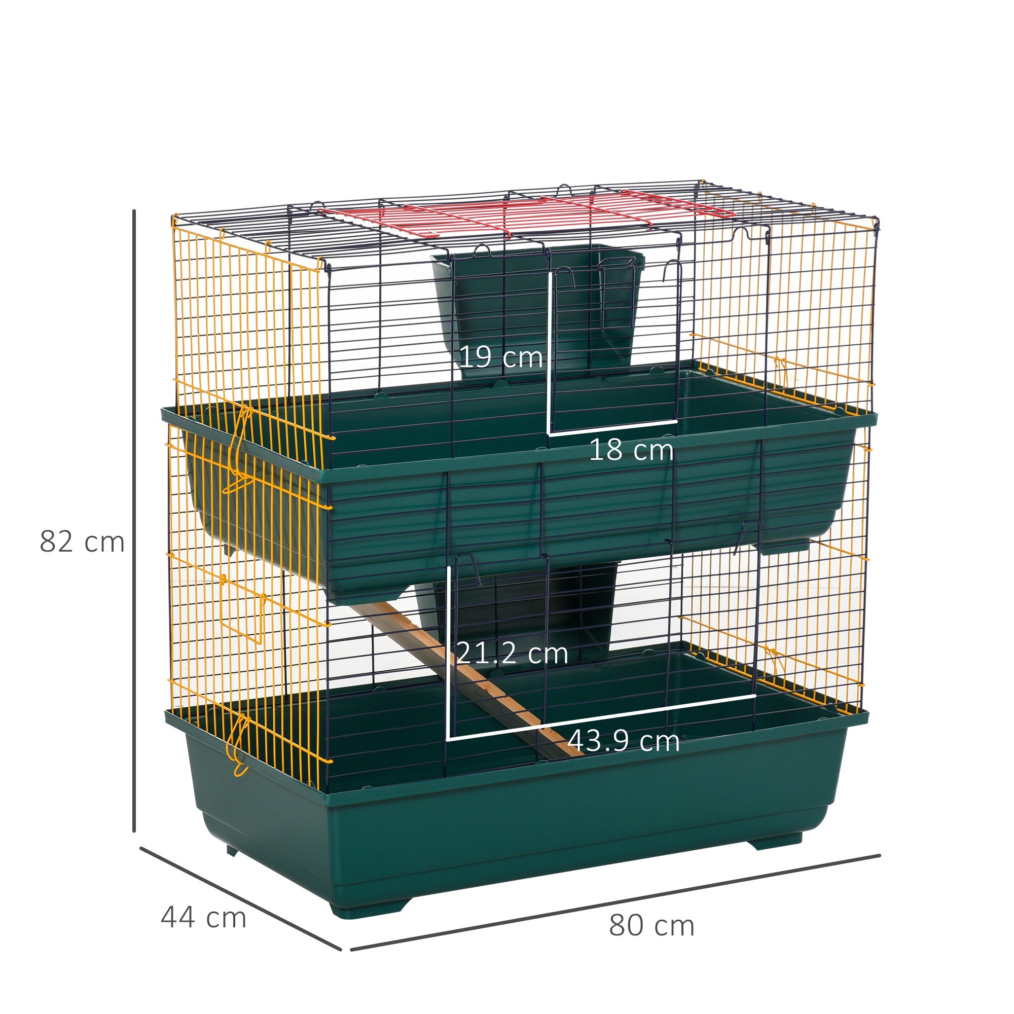 Small Animal Cage Habitat with Accessories 3 Openable Doors 2-Story Large Pet Play House for Chinchillas Puppy Guinea Pig 80 x 44 x 82 cm