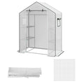 Outsunny Greenhouse Cover Replacement with Roll-Up Door and Windows 190x140x73cm - White