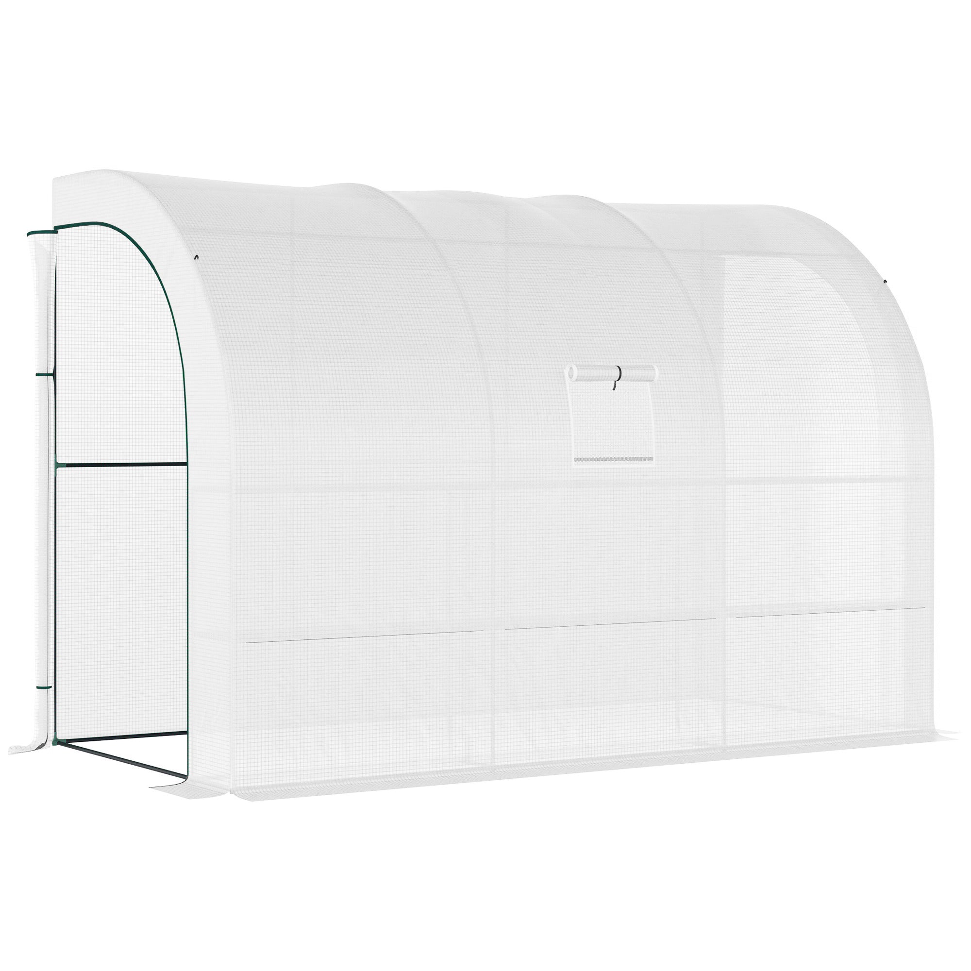 Outdoor Walk-In Greenhouse, Plant Nursery with Zippered Doors, PE Cover and 3-Tier Shelves, White, 300 x 150 x 213 cm