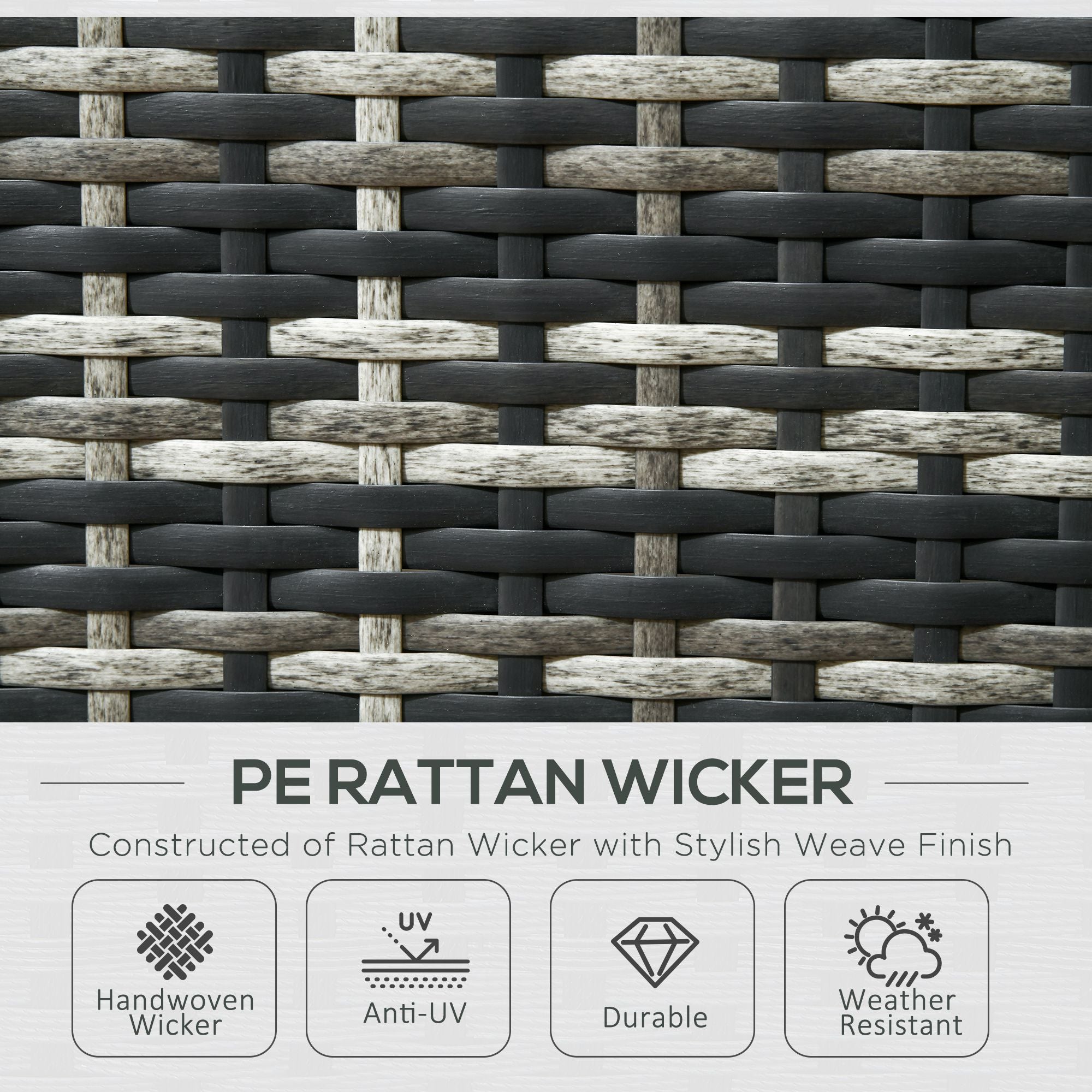 6 Piece 8-Seater Rattan Garden Sofa Set with Cushioned Loveseats, Footstools & Table - Grey