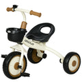Adjustable Kids Tricycle with Basket and Bell for Ages 2-5 Years - White